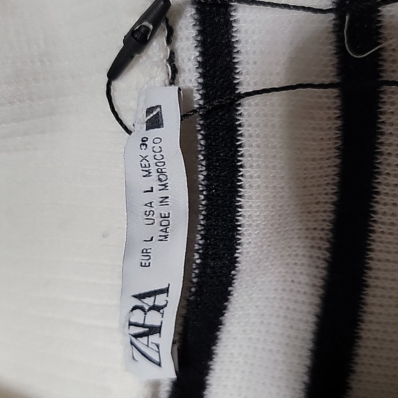 Zara Size L Soft Striped Sweater, Asymmetrical Hem, Split Cowl Neck Collar, NWOT - Picture 11 of 13